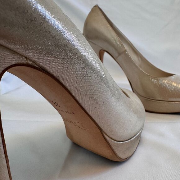 Dior Champagne Pearl Peep-toe Pumps Size 8 - Picture 6 of 8